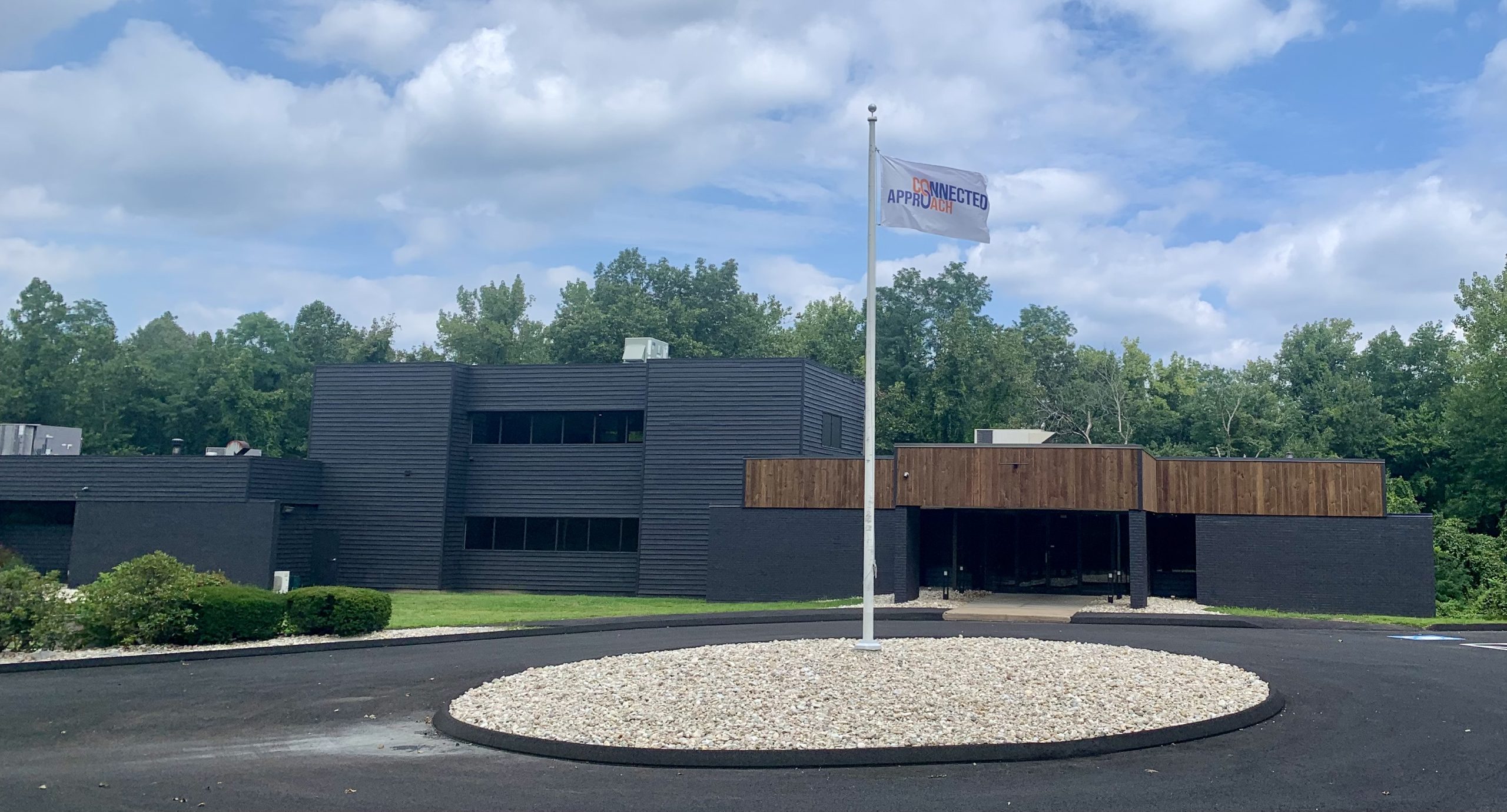 Leadership center with flagpole in circle